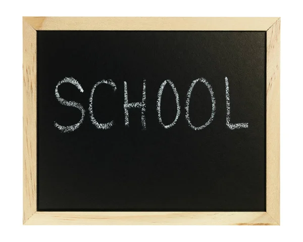 Een Schoolbord Tegen Een Witte Achtergrond Met Letters School — Stockfoto