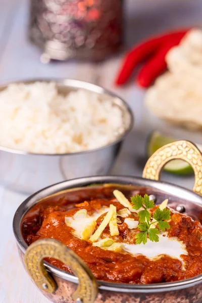 Indisches Huhn Tikka Masala Auf Holz — Stockfoto