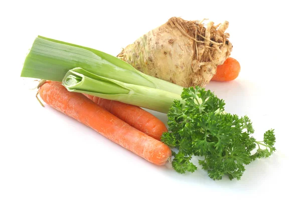 Fresh Carrots Parsley Isolated White Background — Stock Photo, Image