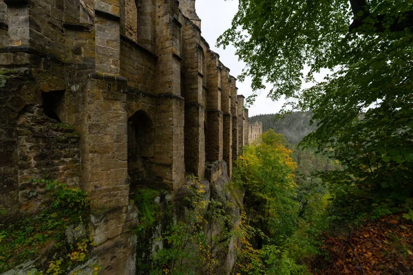 Ruïnes Van Burg Oybin 1369 Het Zittau Gebergte Grens Van — Stockfoto