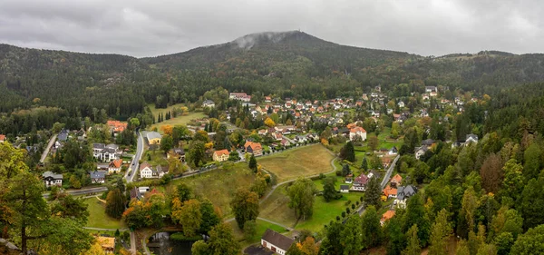 Vista Panorâmica Das Montanhas Zittau Cidade Velha Oybin Fronteira Alemã — Fotografia de Stock