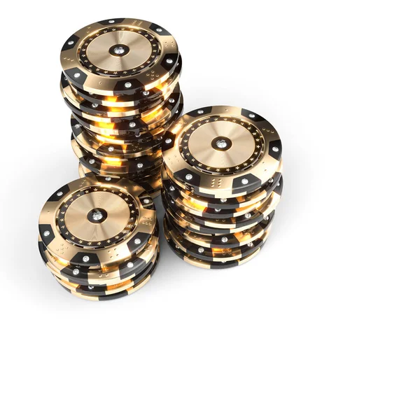 Chip Lusso Del Casinò Oro Nero Con Inserti Diamanti Uno — Foto Stock