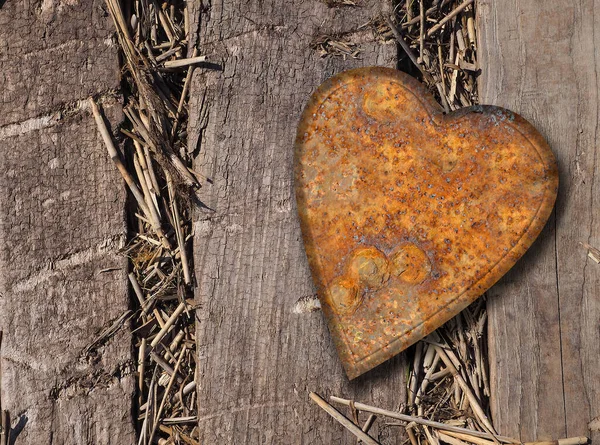 Heart Shaped Old Wooden Background — Stock Photo, Image