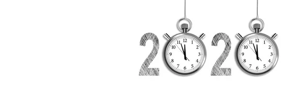 Año Nuevo 2019 Reloj Despertadores Bolas Navidad Números Cuenta Atrás — Foto de Stock