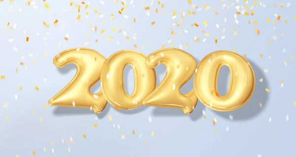 2018年新年份2020 金牌数与金箔 3D渲染 — 图库照片