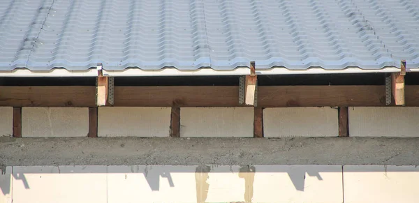 Reparação Vigas Construção Telhado — Fotografia de Stock
