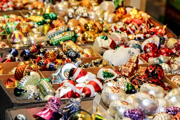 Molte Campane Altre Decorazioni Dell Albero Natale Ordinate Scatole — Foto Stock