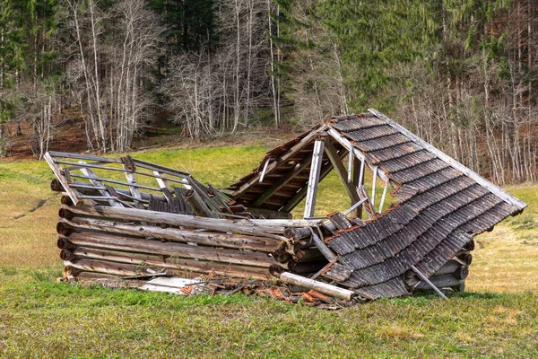 Barmsee Gölü Ndeki Çökmüş Kulübe Bavyera Almanya — Stok fotoğraf