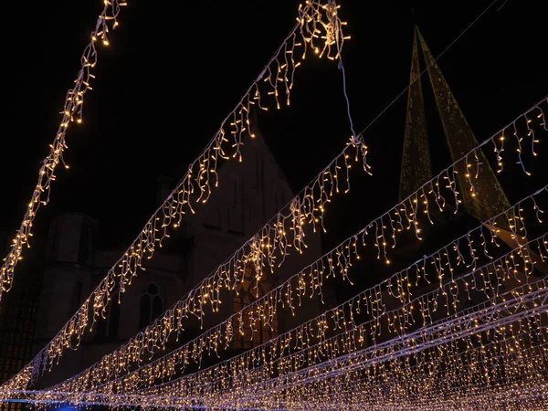 Christmas Lights Black Background — Stock Photo, Image