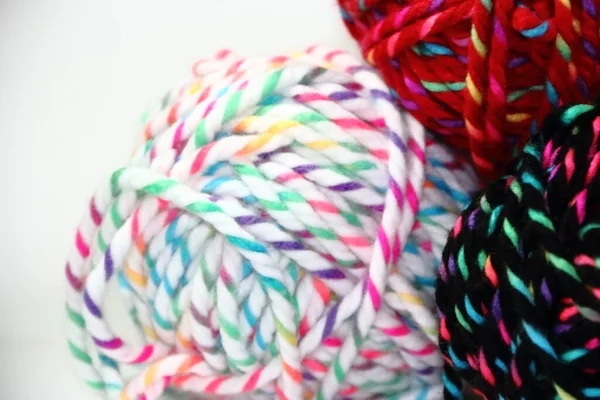 Knitting Yarn Needles White Background — Stock Photo, Image