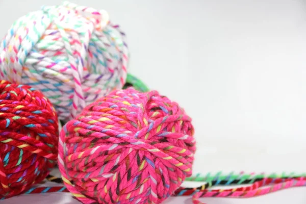 Knitting Yarn Balls White Background — Stock Photo, Image