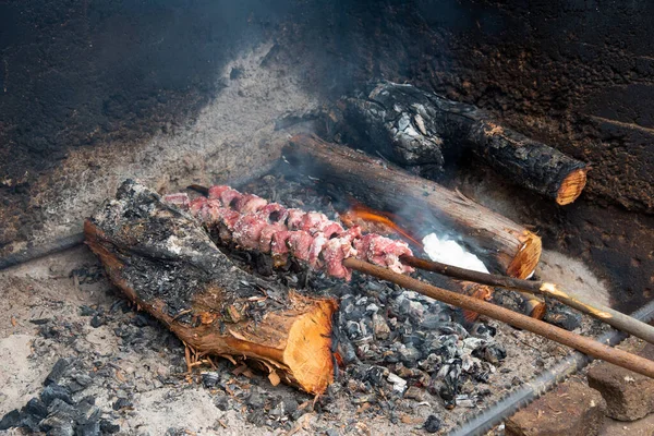 Madère Espetada Typique Est Bœuf Dans Une Brochette Laurier Laurier — Photo