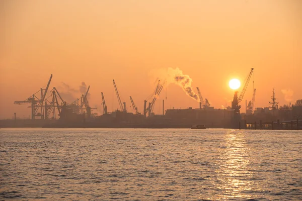 Vroeg Ochtend Opname Van Haven Van Hamburg — Stockfoto