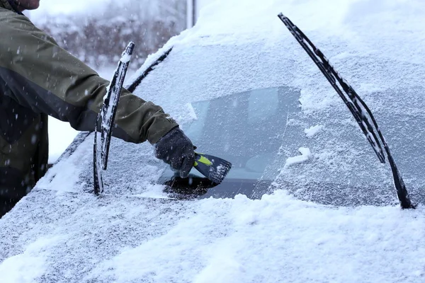 Зимой Разбить Лобовое Стекло Автомобиля — стоковое фото