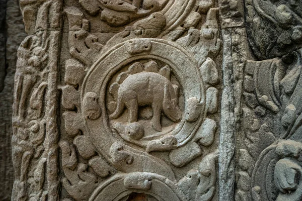 Forntida Sten Snida Templet Angkor Wat Cambodia — Stockfoto