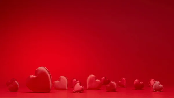Fondo San Valentín Con Corazones Seda Roja Tarjeta San Valentín —  Fotos de Stock