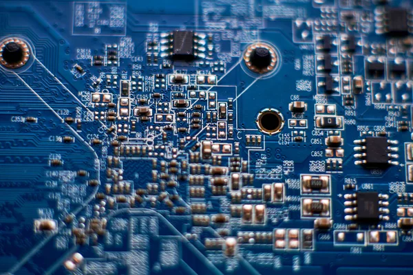 Circuiti Stampati Con Chip Componenti Radio Elettronici — Foto Stock