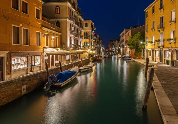 Side Canal Venice Night — Stock Photo, Image