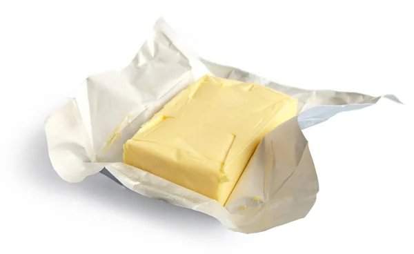 Manteiga Sobre Fundo Branco — Fotografia de Stock