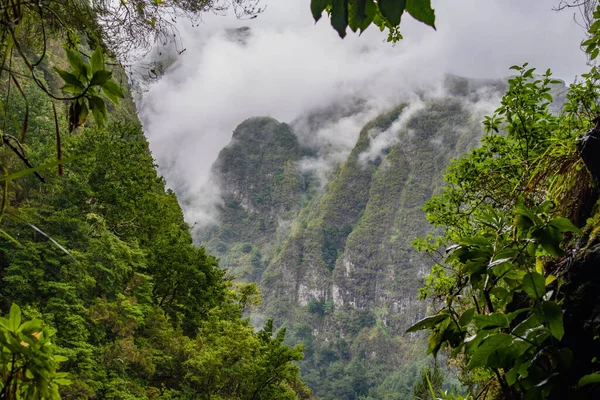 Paisagem Montanhosa Vista Trilha Lavado Caldeirao Verde Ilha Madeira Portugal — Fotografia de Stock