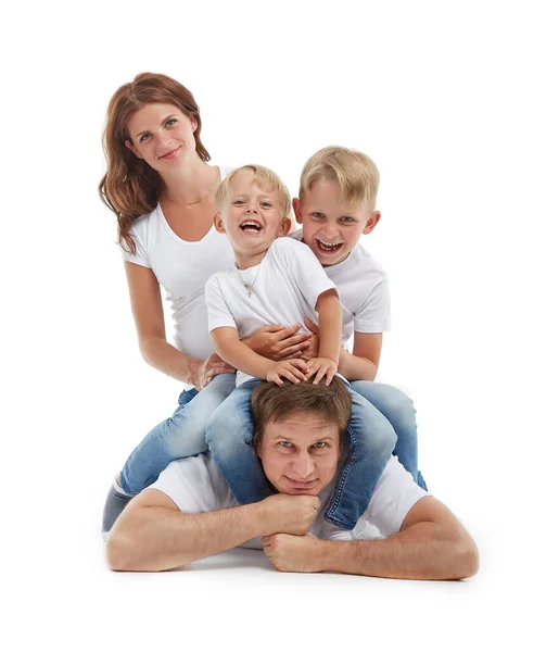 Freundliche Familie Eine Junge Schwangere Frau Mit Zwei Kindern Und — Stockfoto