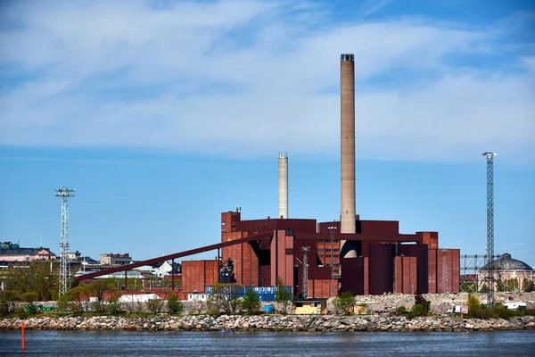 Vista Sobre Central Eléctrica Carbono Perto Capitólio Cidade Finlandesa Helsínquia — Fotografia de Stock