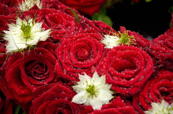 Bellissimo Bouquet Rose Rosse Negozio Fiori — Foto Stock