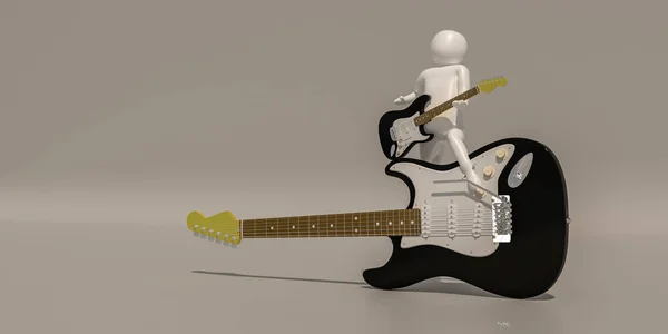 3D插画组职业音乐家符号在灰色背景 3D渲染的音乐播放器 包括选择路径 — 图库照片