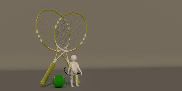 白い背景にテニスボールの3Dイラスト — ストック写真