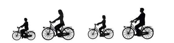 Ciclismo Família Ciclistas Isolado Fundo Branco Ilustração — Fotografia de Stock