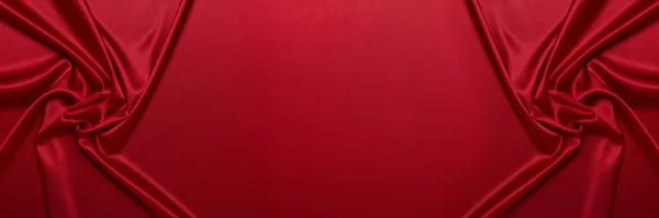 Абстрактный Фон Красного Шелка Атласа Роскошная Фактура Драпировкой Вид Сверху — стоковое фото