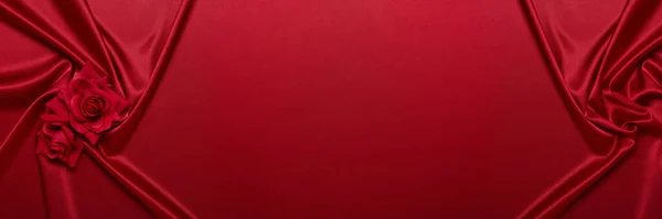 Абстрактный Фон Красного Шелка Атлас Роз Текстура Ткани Драпировкой Вид — стоковое фото