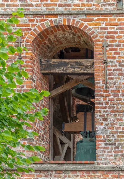 Bell Tower Detail Greetsiel Uma Vila Idílica Localizada Frísia Oriental — Fotografia de Stock