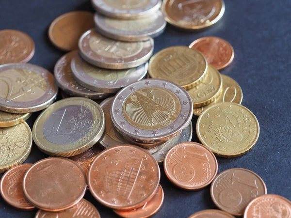 Moedas Euros Dinheiro Eur Moeda União Europeia Sobre Fundo Preto — Fotografia de Stock