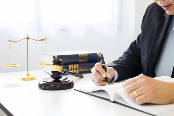 Gavel Sound Block Justice Law Lawyer Working Wooden Desk Background — Stock Photo, Image