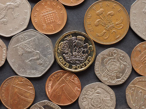 Монети Чорному Фоні Gbp Валюта Сполученого Королівства — стокове фото