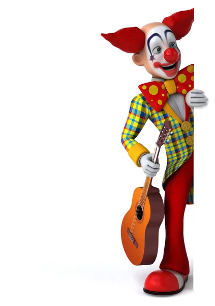 Divertente Cartone Animato Clown Isolato Bianco — Foto Stock