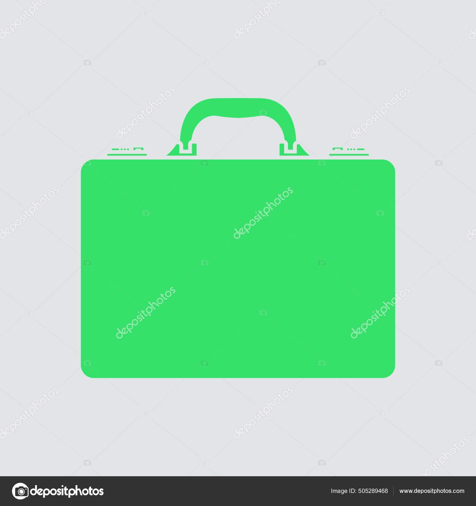 Business Briefcase Icon Green Gray Background Vector Illustration