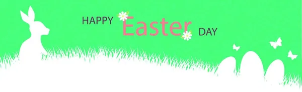 Easter Bunny Rabbit Ears Green Background Vector Illustration — Stock Vector