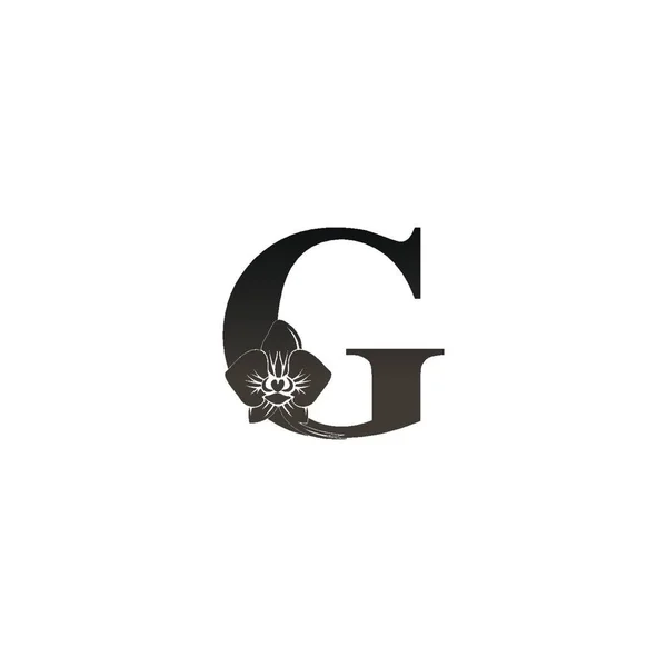 Icône Logo Lettre Avec Illustration Vectorielle Conception Orchidée Noire — Image vectorielle