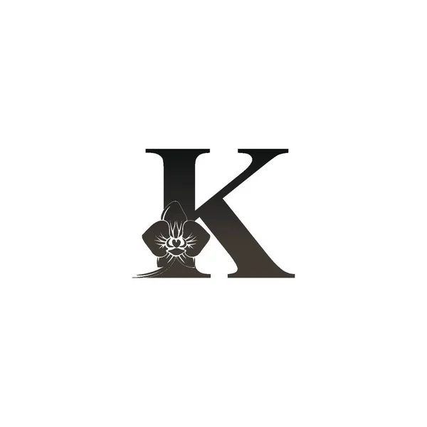 字母K图标 带有黑色兰花设计图 — 图库矢量图片