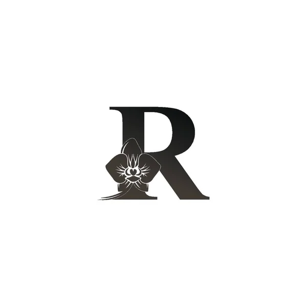 Ícone Logotipo Letra Com Ilustração Preta Vetor Projeto Orquídea — Vetor de Stock