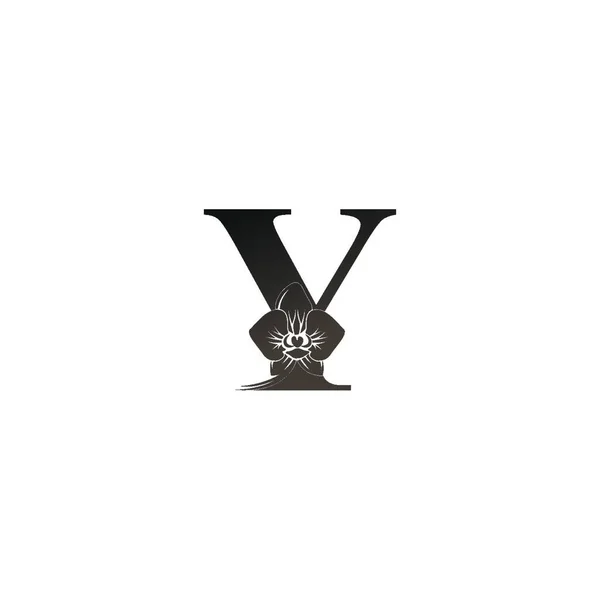 Значок Буквы Черной Орхидеей Дизайн Векторной Иллюстрации — стоковый вектор