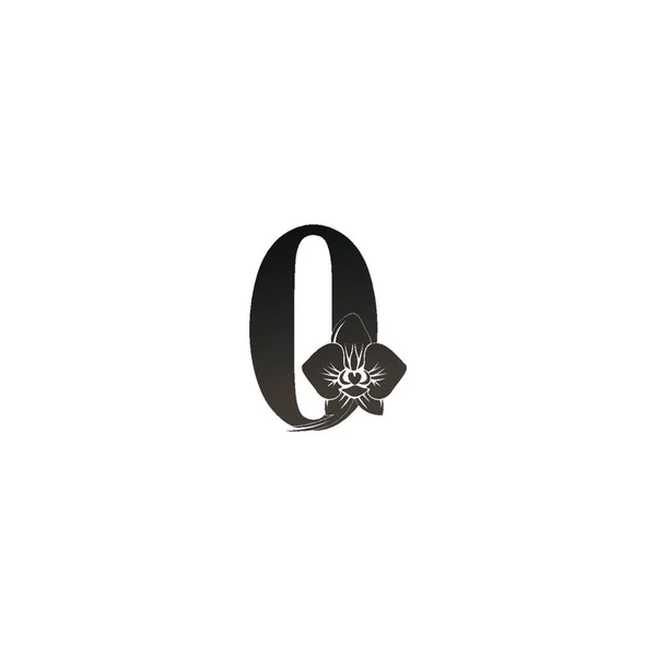 Numero Zero Icona Logo Con Disegno Nero Orchidea Vettoriale Illustrazione — Vettoriale Stock