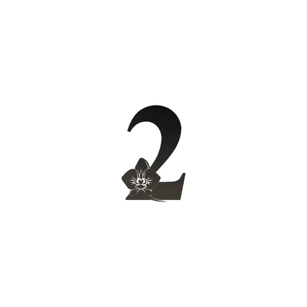 Nummer Logo Icoon Met Zwarte Orchidee Design Vector Illustratie — Stockvector