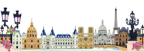 Belle Architecture Ancienne Paris Paris Ses Sites Historiques — Image vectorielle
