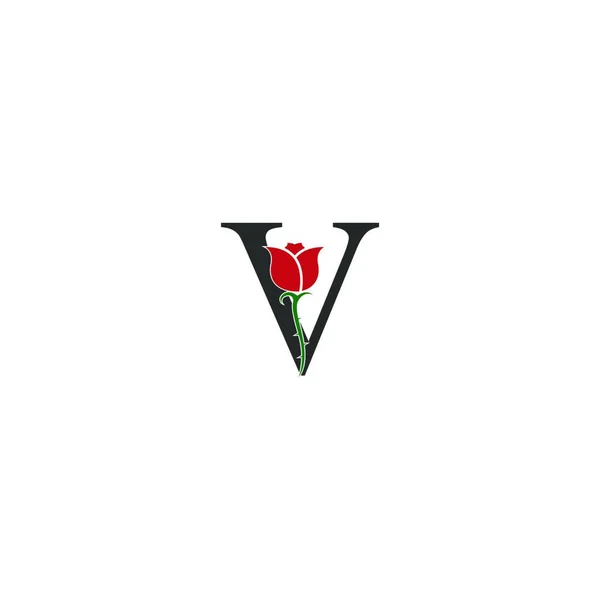 Εικονίδιο Λογότυπο Γράμμα Σχέδιο Τριαντάφυλλο Διανυσματική Απεικόνιση — Διανυσματικό Αρχείο