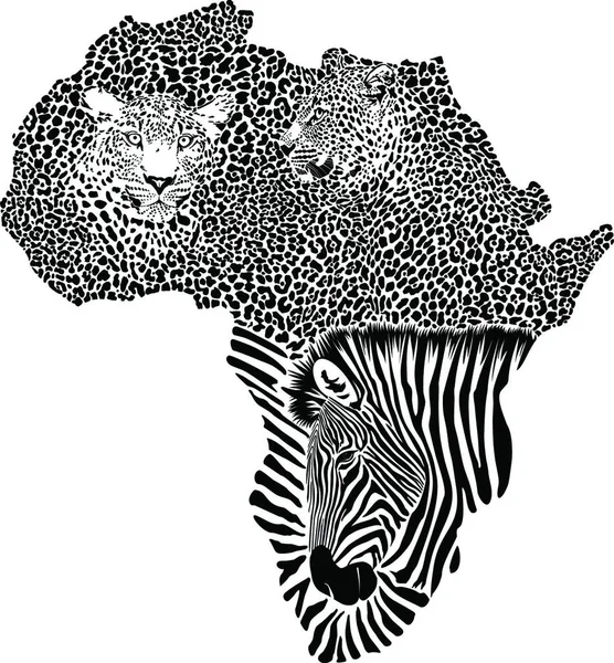 Vektorová Ilustrace Symbolu Afrika Leopardi Zebra — Stockový vektor