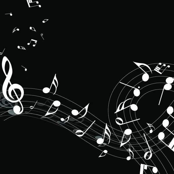 Musical Design Elements Music Staff Treble Clef Notes Black White — Wektor stockowy