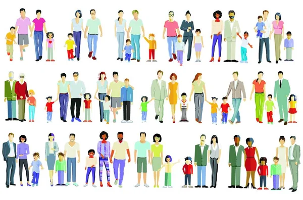 Ομάδα Ανθρώπων Διαφορετικά Χρώματα Τέχνη Εικονογράφηση — Διανυσματικό Αρχείο